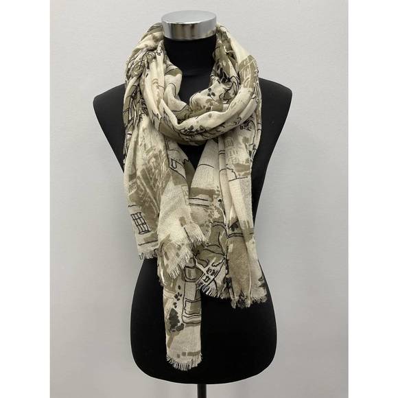 NEW JITNI khaki/creme cashmere scarf in khaki - Picture 2 of 3